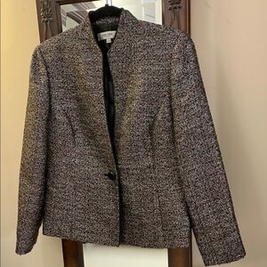 Jones Studio Separates Silver Pink, Black Tweed Blazer Tailored Open Front